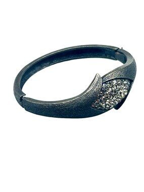 REBEL DESIGNS Hinged Bangle Bracelet Antiqued Color Metal And Crystals